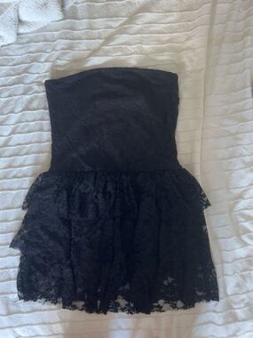 Strapless Black Lace Dress With Shorts Underneath